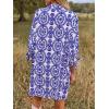 imageCUPSHE Women Mini Summer Dress Cover Up Floral Shirt 34 Sleeve Cuff Tie Button Down Sundress Beach Dresses Cover Up TopBlue Paisley