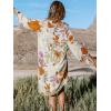 imageCUPSHE Women Mini Summer Dress Cover Up Floral Shirt 34 Sleeve Cuff Tie Button Down Sundress Beach Dresses Cover Up TopFloral