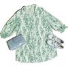 imageCUPSHE Women Mini Summer Dress Cover Up Floral Shirt 34 Sleeve Cuff Tie Button Down Sundress Beach Dresses Cover Up TopGreen Floral