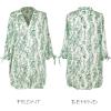 imageCUPSHE Women Mini Summer Dress Cover Up Floral Shirt 34 Sleeve Cuff Tie Button Down Sundress Beach Dresses Cover Up TopGreen Floral