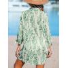 imageCUPSHE Women Mini Summer Dress Cover Up Floral Shirt 34 Sleeve Cuff Tie Button Down Sundress Beach Dresses Cover Up TopGreen Floral