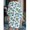 imageCUPSHE Women Mini Summer Dress Cover Up Floral Shirt 34 Sleeve Cuff Tie Button Down Sundress Beach Dresses Cover Up TopGreen Leaf