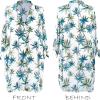 imageCUPSHE Women Mini Summer Dress Cover Up Floral Shirt 34 Sleeve Cuff Tie Button Down Sundress Beach Dresses Cover Up TopGreen Leaf