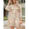 imageCUPSHE Women Mini Summer Dress Cover Up Floral Shirt 34 Sleeve Cuff Tie Button Down Sundress Beach Dresses Cover Up TopOrange Floral