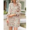 imageCUPSHE Women Mini Summer Dress Cover Up Floral Shirt 34 Sleeve Cuff Tie Button Down Sundress Beach Dresses Cover Up TopOrange Floral