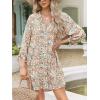 imageCUPSHE Women Mini Summer Dress Cover Up Floral Shirt 34 Sleeve Cuff Tie Button Down Sundress Beach Dresses Cover Up TopOrange Floral