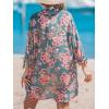 imageCUPSHE Women Mini Summer Dress Cover Up Floral Shirt 34 Sleeve Cuff Tie Button Down Sundress Beach Dresses Cover Up TopPaisley Floral