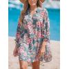 imageCUPSHE Women Mini Summer Dress Cover Up Floral Shirt 34 Sleeve Cuff Tie Button Down Sundress Beach Dresses Cover Up TopPaisley Floral