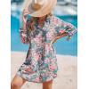 imageCUPSHE Women Mini Summer Dress Cover Up Floral Shirt 34 Sleeve Cuff Tie Button Down Sundress Beach Dresses Cover Up TopPaisley Floral