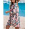 imageCUPSHE Women Mini Summer Dress Cover Up Floral Shirt 34 Sleeve Cuff Tie Button Down Sundress Beach Dresses Cover Up TopPaisley Floral