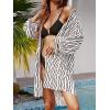 imageCUPSHE Women Mini Summer Dress Cover Up Floral Shirt 34 Sleeve Cuff Tie Button Down Sundress Beach Dresses Cover Up TopWhite Striped