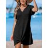 imageCUPSHE Women Swimsuit Cover Up Waffle Knit Bathing Suit Coverups Twist Mini Beach DressBlack