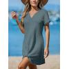 imageCUPSHE Women Swimsuit Cover Up Waffle Knit Bathing Suit Coverups Twist Mini Beach DressDark Green