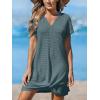 imageCUPSHE Women Swimsuit Cover Up Waffle Knit Bathing Suit Coverups Twist Mini Beach DressDark Green