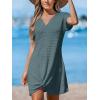 imageCUPSHE Women Swimsuit Cover Up Waffle Knit Bathing Suit Coverups Twist Mini Beach DressDark Green