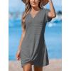 imageCUPSHE Women Swimsuit Cover Up Waffle Knit Bathing Suit Coverups Twist Mini Beach DressDark Grey