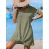 imageCUPSHE Women Swimsuit Cover Up Waffle Knit Bathing Suit Coverups Twist Mini Beach DressGreen