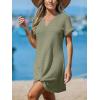 imageCUPSHE Women Swimsuit Cover Up Waffle Knit Bathing Suit Coverups Twist Mini Beach DressGreen