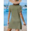 imageCUPSHE Women Swimsuit Cover Up Waffle Knit Bathing Suit Coverups Twist Mini Beach DressGreen