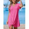 imageCUPSHE Women Swimsuit Cover Up Waffle Knit Bathing Suit Coverups Twist Mini Beach DressHot Pink