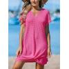 imageCUPSHE Women Swimsuit Cover Up Waffle Knit Bathing Suit Coverups Twist Mini Beach DressHot Pink