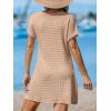 imageCUPSHE Women Swimsuit Cover Up Waffle Knit Bathing Suit Coverups Twist Mini Beach DressKhaki
