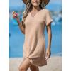 imageCUPSHE Women Swimsuit Cover Up Waffle Knit Bathing Suit Coverups Twist Mini Beach DressKhaki