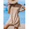 imageCUPSHE Women Swimsuit Cover Up Waffle Knit Bathing Suit Coverups Twist Mini Beach DressKhaki