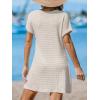 imageCUPSHE Women Swimsuit Cover Up Waffle Knit Bathing Suit Coverups Twist Mini Beach DressOffwhite