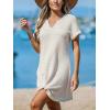 imageCUPSHE Women Swimsuit Cover Up Waffle Knit Bathing Suit Coverups Twist Mini Beach DressOffwhite