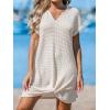imageCUPSHE Women Swimsuit Cover Up Waffle Knit Bathing Suit Coverups Twist Mini Beach DressOffwhite