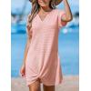 imageCUPSHE Women Swimsuit Cover Up Waffle Knit Bathing Suit Coverups Twist Mini Beach DressPink