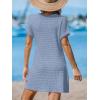 imageCUPSHE Women Swimsuit Cover Up Waffle Knit Bathing Suit Coverups Twist Mini Beach DressSky Blue