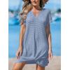 imageCUPSHE Women Swimsuit Cover Up Waffle Knit Bathing Suit Coverups Twist Mini Beach DressSky Blue