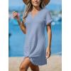 imageCUPSHE Women Swimsuit Cover Up Waffle Knit Bathing Suit Coverups Twist Mini Beach DressSky Blue
