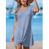 imageCUPSHE Women Swimsuit Cover Up Waffle Knit Bathing Suit Coverups Twist Mini Beach DressSky Blue
