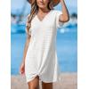 imageCUPSHE Women Swimsuit Cover Up Waffle Knit Bathing Suit Coverups Twist Mini Beach DressWhite