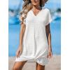 imageCUPSHE Women Swimsuit Cover Up Waffle Knit Bathing Suit Coverups Twist Mini Beach DressWhite