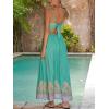 imageCUPSHE Womens Maxi Dress Floral Print Twisted V Neck Sleeveless Long Dress Summer Casual DressAqua Blue