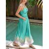 imageCUPSHE Womens Maxi Dress Floral Print Twisted V Neck Sleeveless Long Dress Summer Casual DressAqua Blue