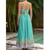 imageCUPSHE Womens Maxi Dress Floral Print Twisted V Neck Sleeveless Long Dress Summer Casual DressAqua Blue