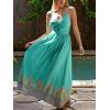 imageCUPSHE Womens Maxi Dress Floral Print Twisted V Neck Sleeveless Long Dress Summer Casual DressAqua Blue