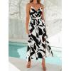 imageCUPSHE Womens Maxi Dress Floral Print Twisted V Neck Sleeveless Long Dress Summer Casual DressBlack Printed