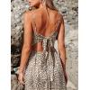 imageCUPSHE Womens Maxi Dress Floral Print Twisted V Neck Sleeveless Long Dress Summer Casual DressBrown Leopard