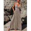 imageCUPSHE Womens Maxi Dress Floral Print Twisted V Neck Sleeveless Long Dress Summer Casual DressBrown Leopard