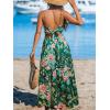 imageCUPSHE Womens Maxi Dress Floral Print Twisted V Neck Sleeveless Long Dress Summer Casual DressGreen