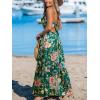 imageCUPSHE Womens Maxi Dress Floral Print Twisted V Neck Sleeveless Long Dress Summer Casual DressGreen