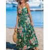imageCUPSHE Womens Maxi Dress Floral Print Twisted V Neck Sleeveless Long Dress Summer Casual DressGreen