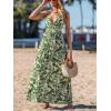 imageCUPSHE Womens Maxi Dress Floral Print Twisted V Neck Sleeveless Long Dress Summer Casual DressGreen Leaf