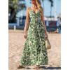 imageCUPSHE Womens Maxi Dress Floral Print Twisted V Neck Sleeveless Long Dress Summer Casual DressGreen Leaf